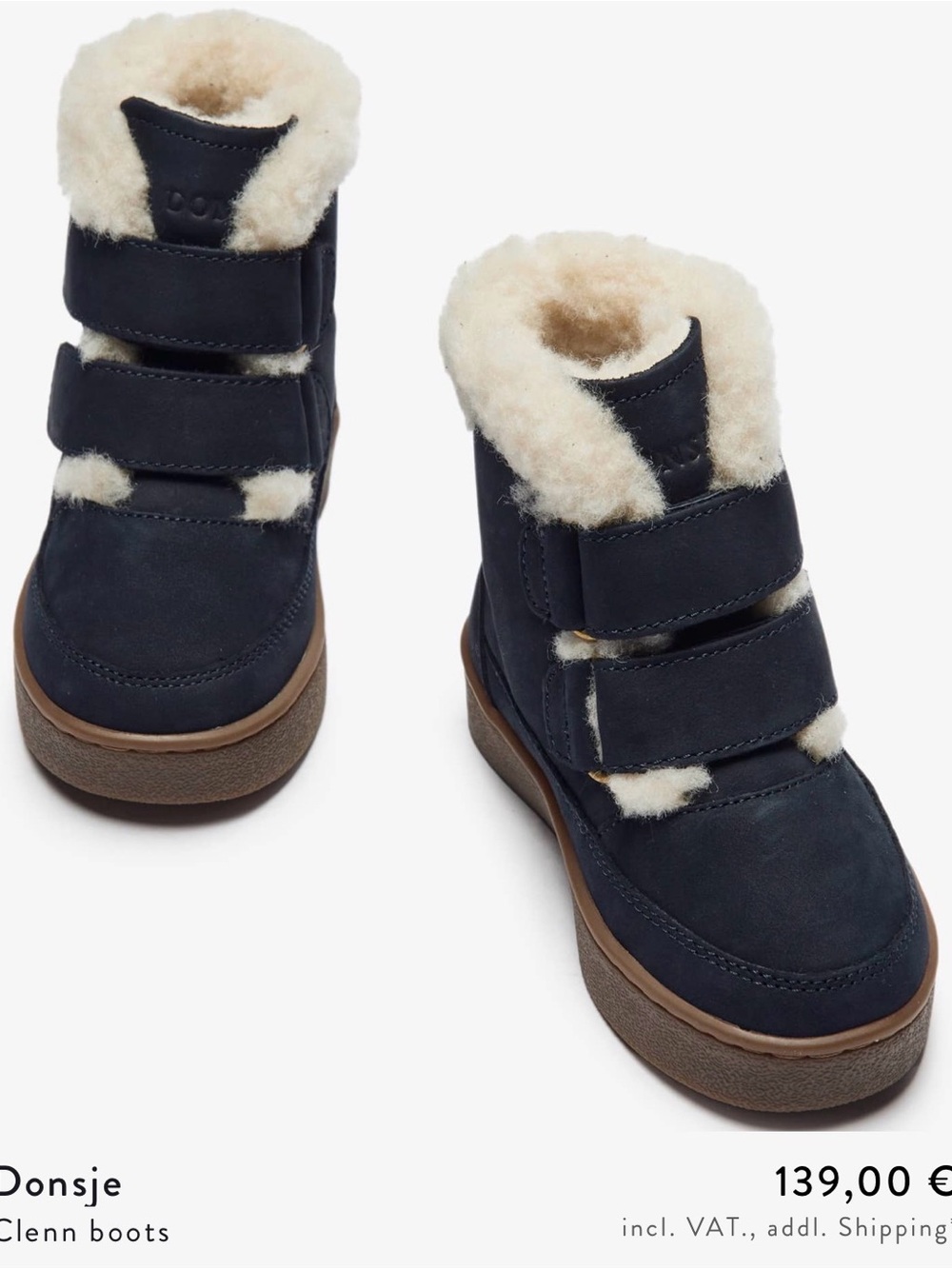 Donsje Navy Shearling-Trim Kids Boots